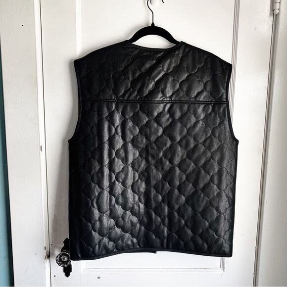 FRNCH x Anthropologie Gisette Faux Leather Sleeveless Quilted Vest Black OS - Picture 11 of 12